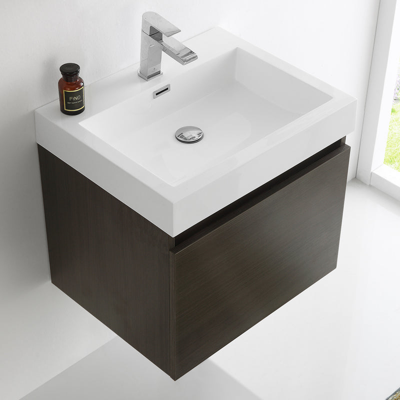 Fresca Nano 24" Gray Oak Modern Bathroom Vanity with Medicine Cabinet FVN8006GO