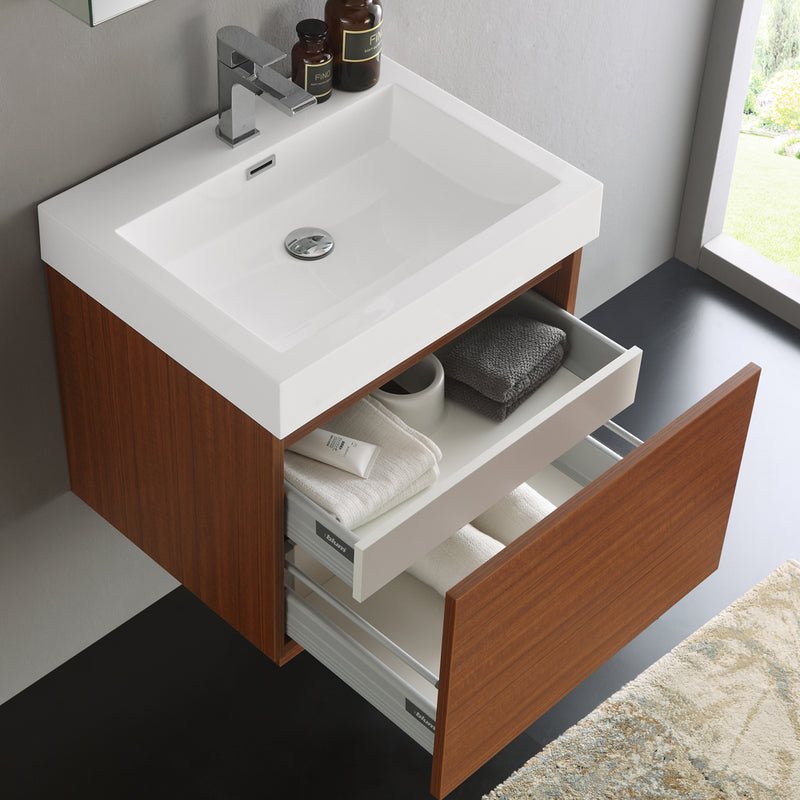 Fresca Nano 24" Teak Modern Bathroom Vanity with Medicine Cabinet FVN8006TK