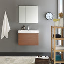 Fresca Mezzo 30" Teak Wall Hung Modern Bathroom Vanity with Medicine Cabinet FVN8007TK