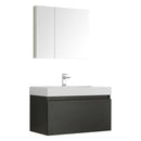 Fresca Mezzo 36" Black Wall Hung Modern Bathroom Vanity w/ Medicine Cabinet FVN8008BW