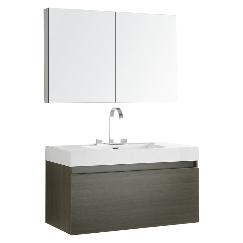 Fresca Mezzo 39" Gray Oak Modern Bathroom Vanity w/ Medicine Cabinet FVN8010GO