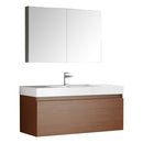 Fresca Mezzo 48" Teak Wall Hung Modern Bathroom Vanity w/ Medicine Cabinet FVN8011TK