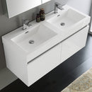 Fresca Mezzo 48" White Wall Hung Double Sink Modern Bathroom Vanity with Medicine Cabinet FVN8012WH