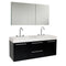 Fresca Opulento 54" Black Modern Double Sink Bathroom Vanity w/ Medicine Cabinet FVN8013BW