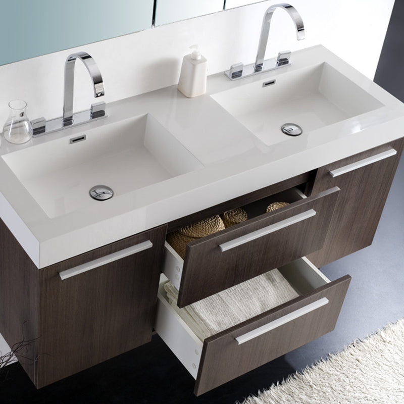 Fresca Opulento 54" Gray Oak Modern Double Sink Bathroom Vanity with Medicine Cabinet FVN8013GO