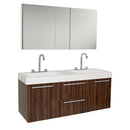 Fresca Opulento 54" Walnut Modern Double Sink Bathroom Vanity w/ Medicine Cabinet FVN8013GW