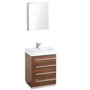 Fresca Livello 24" Walnut Modern Bathroom Vanity w/ Medicine Cabinet FVN8024GW