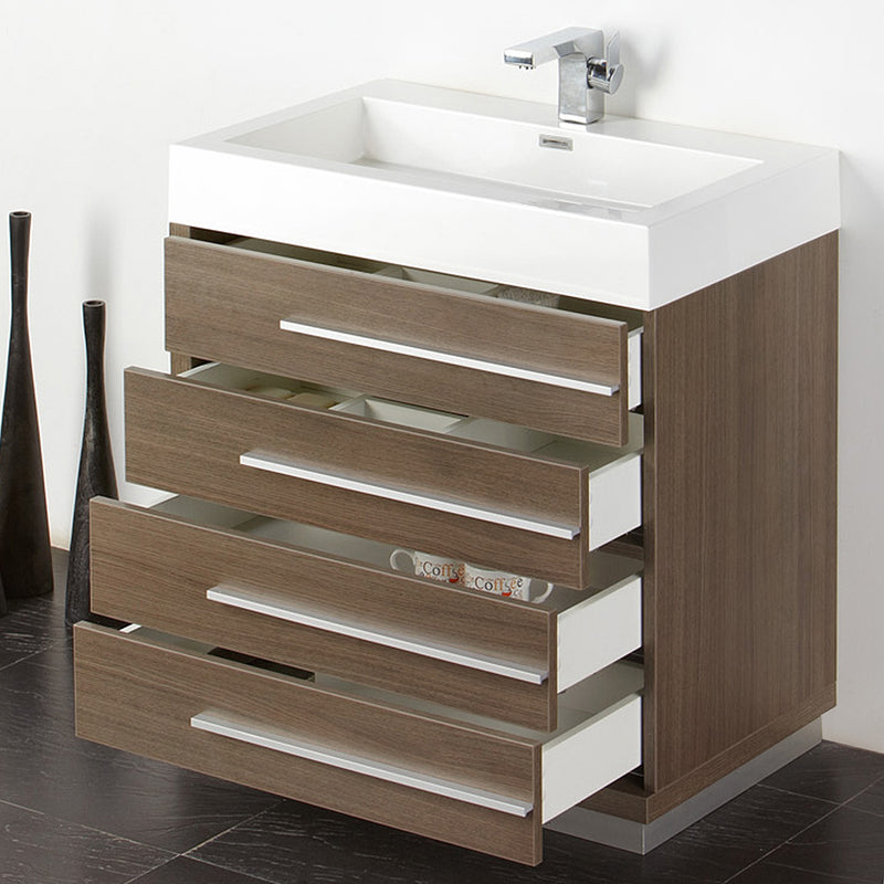 Fresca Livello 30" Gray Oak Modern Bathroom Vanity with Medicine Cabinet FVN8030GO