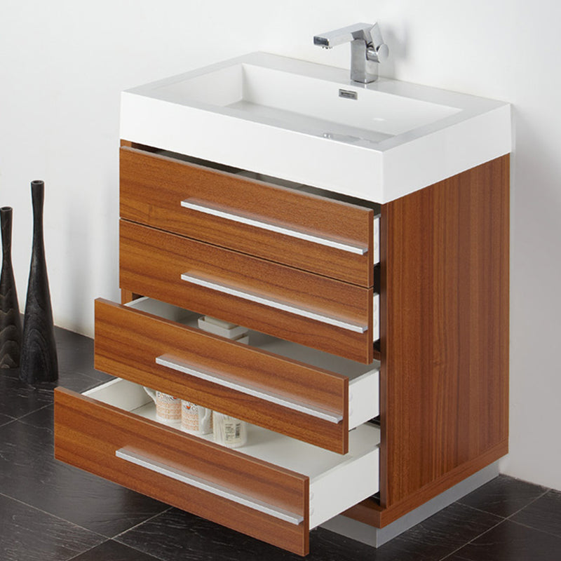 Fresca Livello 30" Teak Modern Bathroom Vanity with Medicine Cabinet FVN8030TK