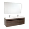 Fresca Largo 57" Gray Oak Modern Bathroom Vanity w/ Wavy Double Sinks FVN8040GO
