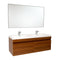 Fresca Largo 57" Teak Modern Bathroom Vanity w/ Wavy Double Sinks FVN8040TK