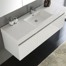 Fresca Mezzo 60" White Wall Hung Single Sink Modern Bathroom Vanity with Medicine Cabinet FVN8041WH