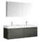 Fresca Mezzo 60" Black Wall Hung Double Sink Modern Bathroom Vanity w/ Medicine Cabinet FVN8042BW