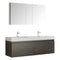 Fresca Mezzo 60" Gray Oak Wall Hung Double Sink Modern Bathroom Vanity w/ Medicine Cabinet FVN8042GO