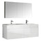 Fresca Mezzo 60" White Wall Hung Double Sink Modern Bathroom Vanity w/ Medicine Cabinet FVN8042WH