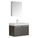 Fresca Vista 30" Gray Oak Wall Hung Modern Bathroom Vanity w/ Medicine Cabinet FVN8089GO