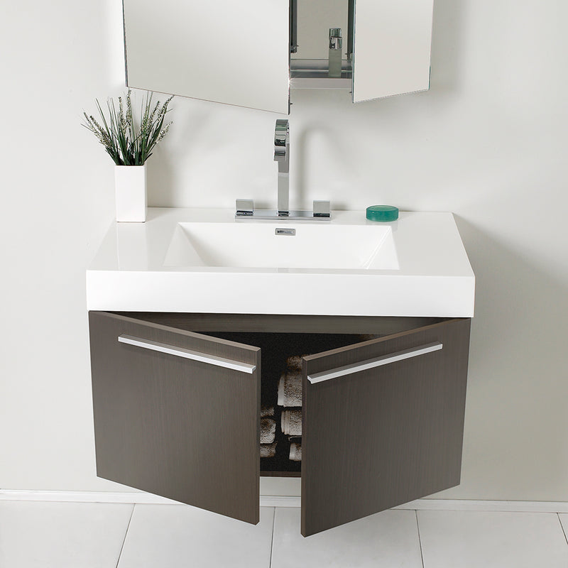 Fresca Vista 36" Gray Oak Modern Bathroom Vanity with Medicine Cabinet FVN8090GO