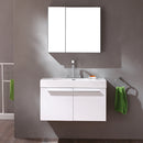 Fresca Vista 36" White Modern Bathroom Vanity with Medicine Cabinet FVN8090WH