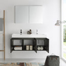 Fresca Vista 48" Black Wall Hung Double Sink Modern Bathroom Vanity with Medicine Cabinet FVN8092BW-D