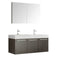 Fresca Vista 48" Gray Oak Wall Hung Double Sink Modern Bathroom Vanity w/ Medicine Cabinet FVN8092GO-D