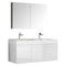 Fresca Vista 48" White Wall Hung Double Sink Modern Bathroom Vanity w/ Medicine Cabinet FVN8092WH-D