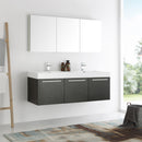 Fresca Vista 60" Black Wall Hung Double Sink Modern Bathroom Vanity w/ Medicine Cabinet FVN8093BW-D