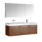 Fresca Vista 60" Teak Wall Hung Double Sink Modern Bathroom Vanity w/ Medicine Cabinet FVN8093TK-D