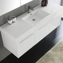 Fresca Vista 60" White Wall Hung Single Sink Modern Bathroom Vanity with Medicine Cabinet FVN8093WH