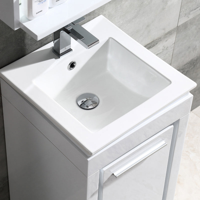 Fresca Allier 16" White Modern Bathroom Vanity with Mirror FVN8118WH