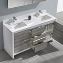 Fresca Allier Rio 60" Ash Gray Double Sink Modern Bathroom Vanity with Medicine Cabinet FVN8119HA