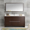 Fresca Allier 60" Wenge Brown Modern Single Sink Bathroom Vanity with Mirror FVN8119WG-S