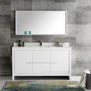 Fresca Allier 60" White Modern Single Sink Bathroom Vanity with Mirror FVN8119WH-S