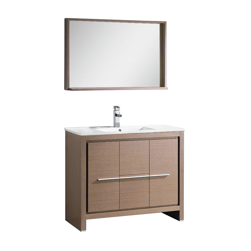 Fresca Allier 40" Gray Oak Modern Bathroom Vanity w/ Mirror FVN8140GO