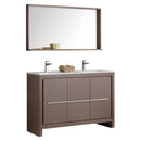 Fresca Allier 48" Gray Oak Modern Double Sink Bathroom Vanity w/ Mirror FVN8148GO-D