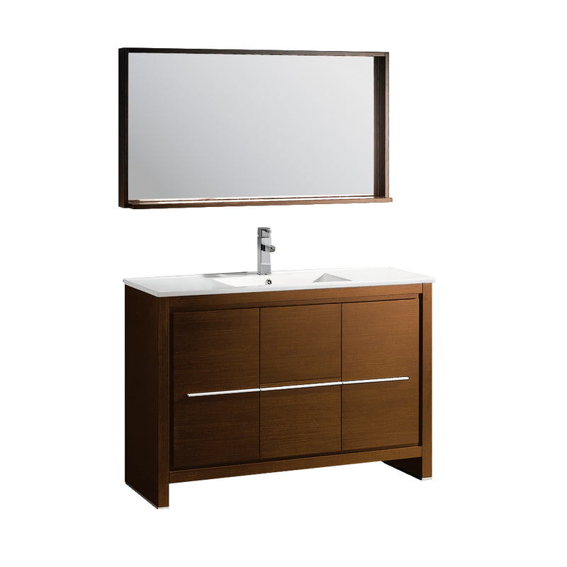 Fresca Allier 48" Wenge Brown Modern Bathroom Vanity w/ Mirror FVN8148WG