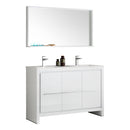 Fresca Allier 48" White Modern Double Sink Bathroom Vanity w/ Mirror FVN8148WH-D