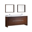 Fresca Allier 72" Wenge Brown Modern Double Sink Bathroom Vanity w/ Mirror FVN8172WG