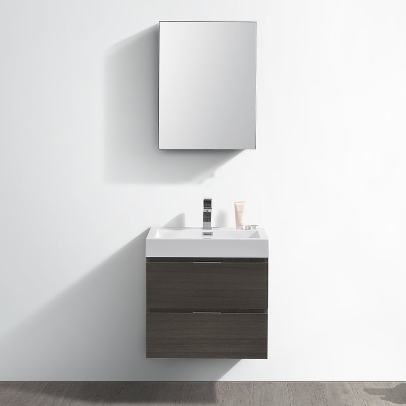 Fresca Valencia 24" Gray Oak Wall Hung Modern Bathroom Vanity with Medicine Cabinet FVN8324GO