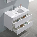 Fresca Valencia 36" Glossy White Wall Hung Modern Bathroom Vanity with Medicine Cabinet FVN8336WH