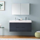 Fresca Valencia 48" Dark Slate Gray Wall Hung Double Sink Modern Bathroom Vanity with Medicine Cabinet FVN8348GG-D