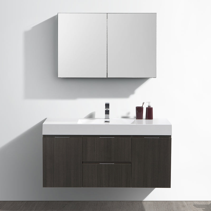 Fresca Valencia 48" Gray Oak Wall Hung Modern Bathroom Vanity with Medicine Cabinet FVN8348GO