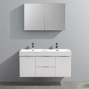 Fresca Valencia 48" Glossy White Wall Hung Double Sink Modern Bathroom Vanity with Medicine Cabinet FVN8348WH-D