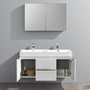 Fresca Valencia 48" Glossy White Wall Hung Double Sink Modern Bathroom Vanity with Medicine Cabinet FVN8348WH-D