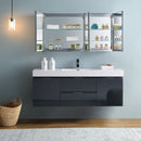 Fresca Valencia 60" Dark Slate Gray Wall Hung Modern Bathroom Vanity with Medicine Cabinet FVN8360GG