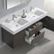 Fresca Valencia 60" Gray Oak Wall Hung Double Sink Modern Bathroom Vanity with Medicine Cabinet FVN8360GO-D