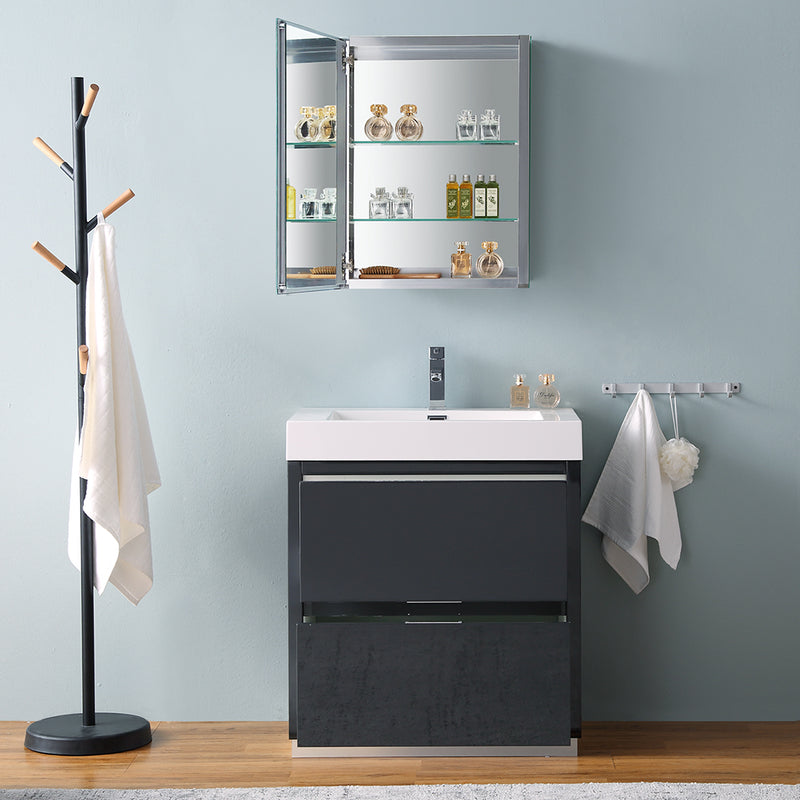 Fresca Valencia 30" Dark Slate Gray Free Standing Modern Bathroom Vanity with Medicine Cabinet FVN8430GG