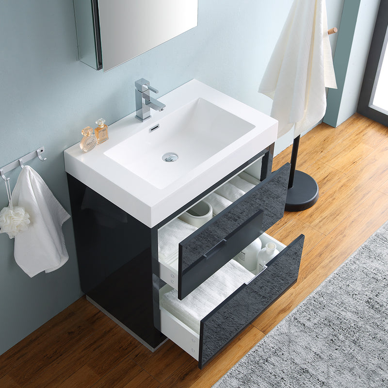 Fresca Valencia 30" Dark Slate Gray Free Standing Modern Bathroom Vanity with Medicine Cabinet FVN8430GG