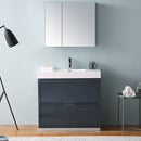 Fresca Valencia 36" Dark Slate Gray Free Standing Modern Bathroom Vanity with Medicine Cabinet FVN8436GG