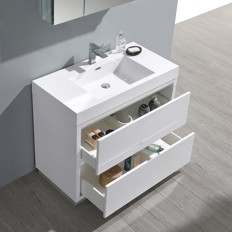 Fresca Valencia 40" Glossy White Free Standing Modern Bathroom Vanity with Medicine Cabinet FVN8442WH