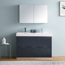 Fresca Valencia 48" Dark Slate Gray Free Standing Double Sink Modern Bathroom Vanity with Medicine Cabinet FVN8448GG-D